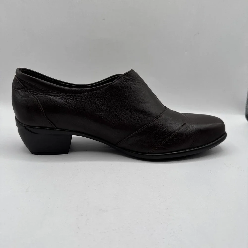 Romika Boots Womens 41‎ Casual Slip On Low Ankle Bootie Dark Brown Leather Heels
